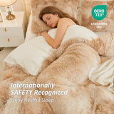 EMME Luxury Khaki Fuzzy Duvet Cover Set Twin Size Fluffy Comforter Cover Set 2 Pieces Shaggy and Plush Soft Bedding Duvet Covers (Tie Dye Khaki, Twin) EMME