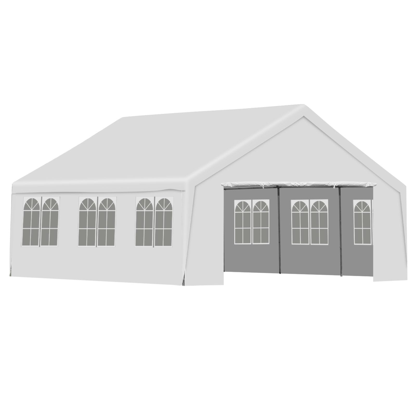 Aoodor 20 x 20 FT. Marquee Party Tent with Church Window Sidewalls,Waterproof Pavillion Tent,Outdoor Event Tent,Wedding Party Tent - White - WoodArtSupply