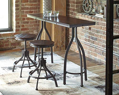 Signature Design by Ashley Odium Urban Counter Height Dining Table Set with 2 Bar Stools, Gray