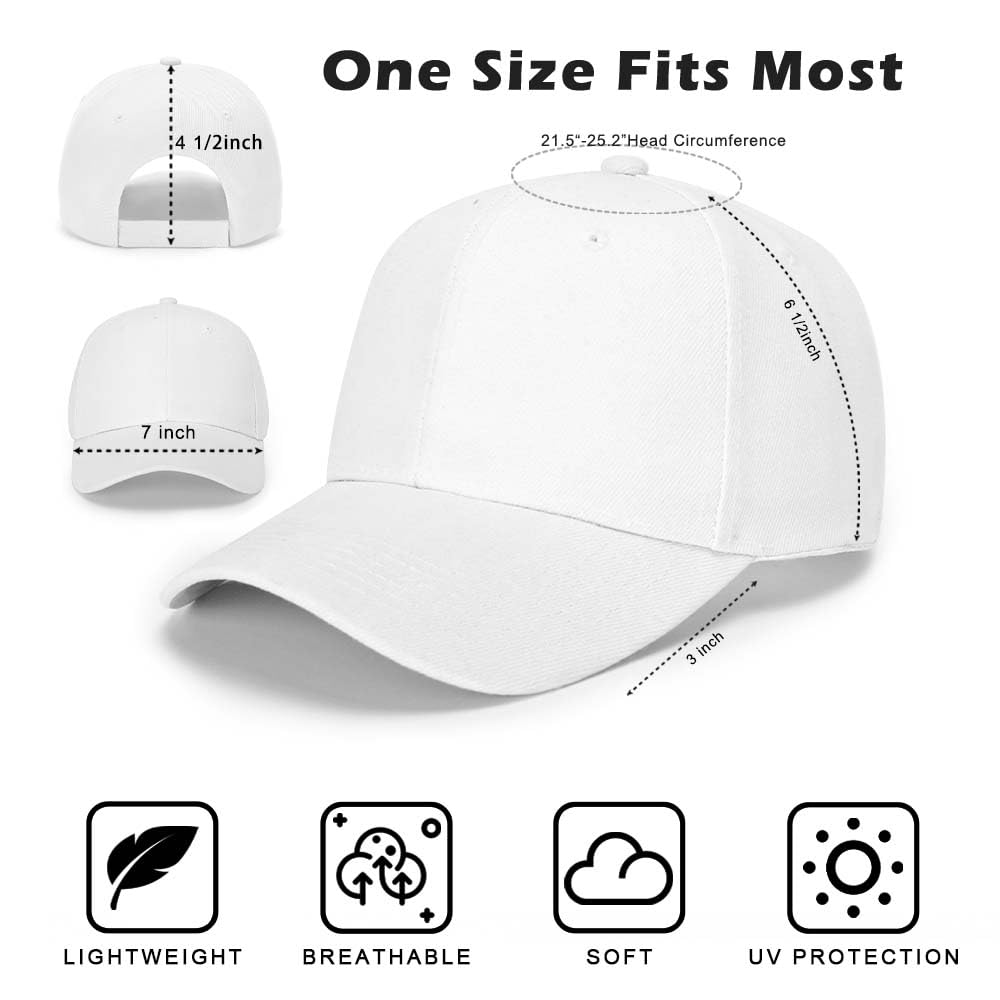 ZH Plain Baseball Caps,Adjustable Baseball Caps,Lot 12 PC Unisex Blank Design Baseball Caps White