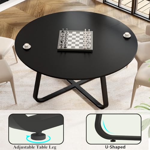 IBF 51inch Round Conference Table for 4-6 People, Business Meeting Table for Office and Conference Rooms Black IBF