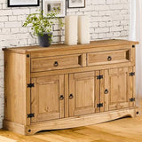Furniture Dash Solid Wood Storage Cabinet 51.9" W, 16.9" D, 31.7" H - Sideboard Buffet with 3 Doors & 2 Drawers, Ideal for Living Room, Kitchen, Furniture Dash