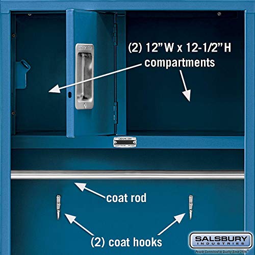 Salsbury Industries Open Access Standard Unassembled Metal Locker, 6-Feet-18-Inch, Blue Salsbury Industries