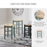 Signature Design by Ashley Mirimyn Farmhouse 23.63" Counter Height Bar Stool with Woven Wicker Seats, 2 Count, Green & Light Brown Signature Design by Ashley