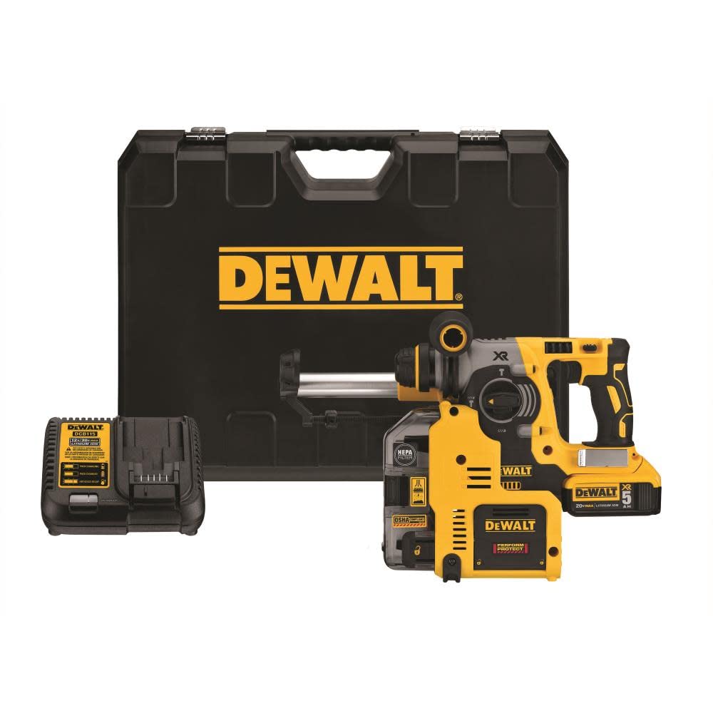 DEWALT 20V MAX XR Rotary Hammer, SDS Plus, L-Shape, On-Board Dust Extractor, 1-Inch (DCH273P2DHO) DEWALT