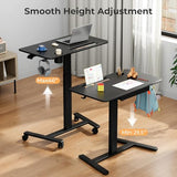 JYLH JOYSEEKER Mobile Standing Desk with Drawer, 35" Small Standing Desk with Cup Holder, Rolling Laptop Cart on Wheels, Height Adjustable Table with Storage for Home Office, Black JYLH JOYSEEKER