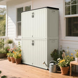 Greesum Outdoor Storage Shed Without Divider, 45 cu.ft Outdoor Waterproof Storage Cabinet for Garden Tools, Pool Storage, Garbage Cans, Beige Greesum