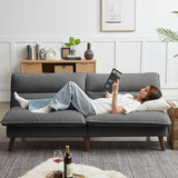 Futon Sofa Bed, 72" Convertible Futon Couch with 3-Level Adjustble Backrest, Modern Loveseat Couch, Folding Recliner Sleeper Sofa for Small Spaces, Living Room, Apartment, Guest Room, Dark Grey Enobala