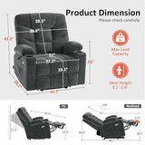 MCombo Oversized Power Lift Recliner Chair with Extended Footrest, Extra Wide for Big and Tall Elderly People, Fabric R7289 (Dark Gray, Medium-Oversize)