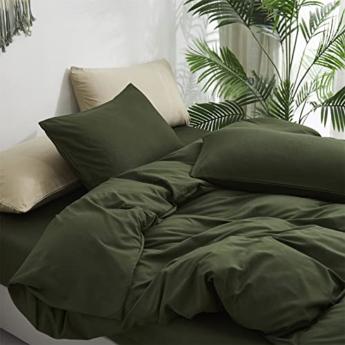 Luxlovery Green Comforter Set Full Army Green Bedding Set Minimalist Bedding Set Modern Soft Breathable Blanket Quilts Olive Comforter Set for Women Men Full Bed Luxlovery