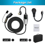 Portable Level 1 and Level 2 EV Charger 240V 32A (7.68kw) with 26ft Charging Cable NEMA 14-50 5-15 for SAE-J1772 Electric Vehicles Charging Station j Junsun