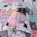 ADASMILE A & S Kids Cat Sheets Full Size for Girls Kawaii Cat Bedding Sets Including 1 Fitted Sheet 1 Flat Sheet 2 Pillowcases Kitten Animals Printed Bed Set Soft Microfiber All Season Home Decor ADASMILE A & S