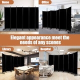 Room Divider Folding Privacy Screens with Wheels, 6FT Tall Divider for Room Separation, Movable Room Partitons and Dividers, Indoor Room Dividers Panel with Fabric (Black, 6 Panel-132‘’-Wheels) HOMSCREENER