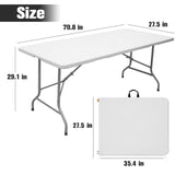 Byliable Folding Table 6ft Portable Heavy Duty Plastic Fold-in-Half Utility Foldable Table Plastic Dining Table Indoor Outdoor for Camping, Picnic and Party, White Byliable