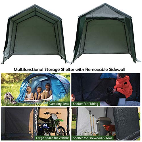 Tangkula 10x10 Ft Outdoor Storage Shelter, Patio Storage Tent, Enclosed Carport Shed w/All-Steel Metal Frame and Waterproof Ripstop Cover, Outdoor Garage Tent with Sidewalls Tangkula