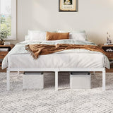 Allewie Full Size Bed Frame, 12 Inch Metal Platform Beds with Storage Space, No Box Spring Required and Easy Assembly, White Allewie