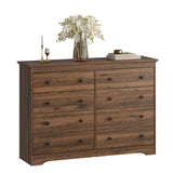 BAZELOR Dresser for Bedroom, 8 Drawer Dresser with Large Drawers, 55 Inch Wide Wood Chest for Living Room, Hallway, Walnut BAZELOR