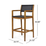 Christopher Knight Home Calista Acacia Wood Barstools with Outdoor Mesh (Set of 2), Teak and Black Christopher Knight Home