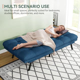Opoiar Convertible Futon Sofa Bed,71" Memory Foam Futon Couch,Detachable Cushion,Adjustable Backrest & Armrest,Linen Modern Loveseat Sleeper Recliner for Living Room,Office,Apartment,Retro Blue Opoiar