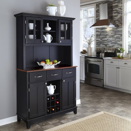 Homestyles sideboards-buffets-credenzas, Server with Hutch, Black - WoodArtSupply