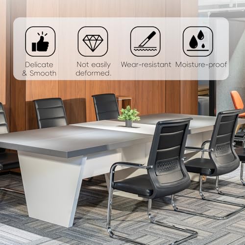 10FT Conference Table with Rectangle Grommet, 2.13" Thickened Desktop, Business Style Wooden Training Table, Modern Seminar Boardroom Table for Office Conference Room SNKBOAT