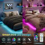 SHA CERLIN Floating Bed Frame Full Size with Smart LED Lights and Charging Station, Heavy Duty Metal Platform Bed with Modern Design,No Box Spring Needed, Easy Assembly, Matte Black SHA CERLIN