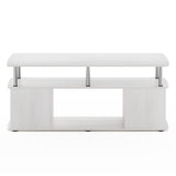 Furinno Jaya Stand for TVs up to 50 Inch with Open Storage, 18.9"D x 47.2"W x 20.12"H, White Oak/Stainless Steel Tube Furinno