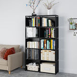 MOYIPIN Black Vertical Bookshelf with 10 Grids – Versatile Storage Rack for Bedroom and Living Room MOYIPIN