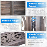 Grungis 8 Panel Room Divider 5.6FT Wood Carved Room Dividers, Folding Privacy Screens Portable Freestanding Partition Wall Dividers for Bedroom, Office, Rustic Brown Grungis