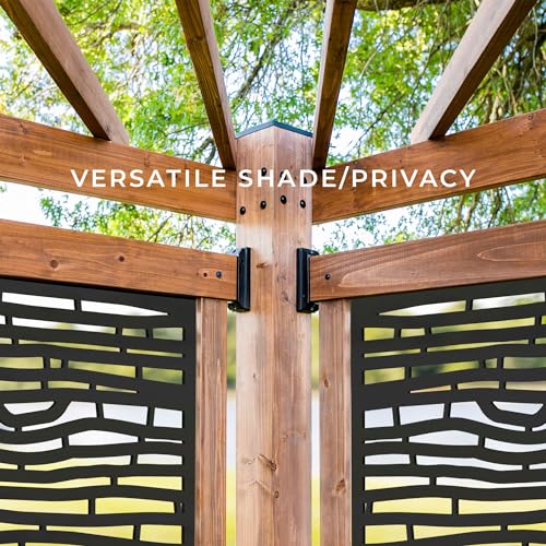Backyard Discovery Tuscany Cabana Pergola with Bamboo Privacy Panels and Conversation Seating in Indigo Backyard Discovery