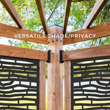Backyard Discovery Tuscany Cabana Pergola with Bamboo Privacy Panels and Conversation Seating in Indigo Backyard Discovery