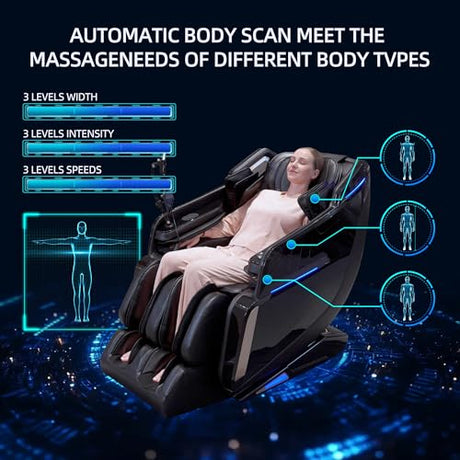 4D Massage Chair Full Body Zero Gravity SL-Track Real Relax Massage Chair Recliner-Shiatsu,Heat,Calf-Extension,20-Massage Technique,Thai Yoga Stretch,Foot Roller,AI Voice,Touch Screen,Wireless Charge Vosaky
