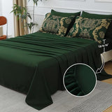 WONGS BEDDING Green Damask King Size Comforter Set, 7 Piece Texture Microfiber Comforter Bedding Set for All Season, Bed in a Bag with Comforter, Flat Sheet, Fitted Sheet, Pillowcases & Shams WONGS BEDDING
