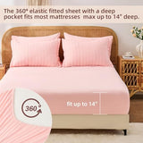 FUANNA Pink Full Size Comforter Sets 7 Pieces, Luxury Seersucker Bed in a Bag Full for All Seasons, Soft Bed Sets with Comforter, Flat Sheet, Fitted Sheet, Pillowcases & Shams for Bedroom FUANNA