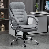 Vinsetto High Back Home Office Chair Executive Computer Chair with Adjustable Height, Upholstered Thick Padding Headrest and Armrest - Grey Vinsetto