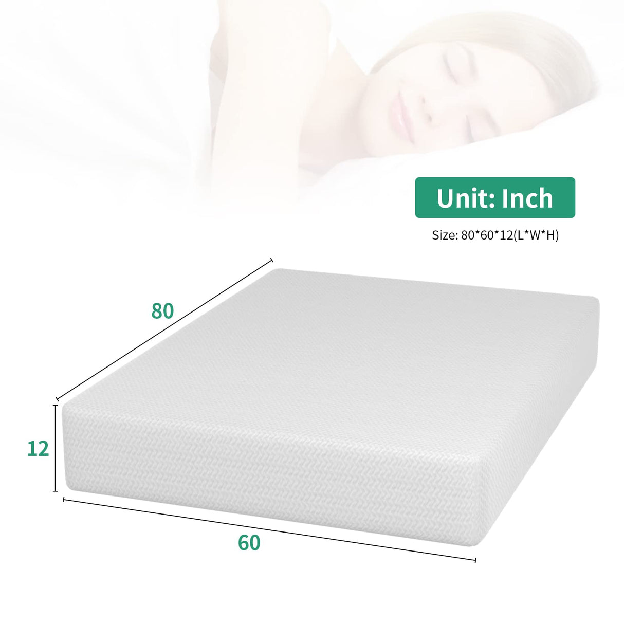 Pay Lesshere 12 Inch Queen Green Tea Mattress/Breathable Mattress for Cool Sleep & Pressure Relief/Medium Firm Mattresses/CertiPUR-US Certified/Bed-in-a-Box/Pressure Relieving （12 inch, Queen） PayLessHere
