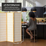 Red Lantern 5 ft. Tall Window Pane Shoji Screen - Natural - 3 Panels Red Lantern