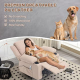 Comermax Faux Leather Swivel Rocker Recliner with Heat and Massage Cup Holders, Overstuffed Rocking Glider Chair Heated Massaging Reclining Chair,Beige