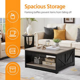 Yaheetech Farmhouse Coffee Table, Square Wooden Coffee Table for Living Room with Open Storage Shelf, 35.4 in Living Room Center Table for Home, Office, Reception Room, Gray & Black Yaheetech