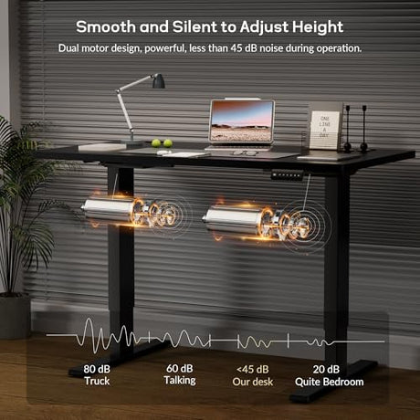NICECOZY Dual Motor Electric Standing Desk Frame, Height Adjustable Table Legs for Max 44″ x 70.8″ Desktop with 330lbs Capacity, Ergonomic Sit Stand Up Desk Base for Home Office, Black Frame Only NICECOZY