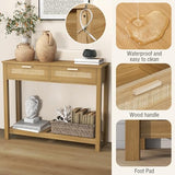 FUQARHY Console Table with 2 Rattan Drawers Boho Entryway Table with Storage Shelf, Narrow Wood Small Console Tables for Entryway, Entry Table for Hallway, Living Room, Foyer FUQARHY