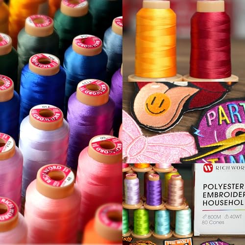 Poolin EOC06 Embroidery Machine +80 Colors Embroidery Threads+144pcs Prewound Bobbins,Embroidery Machine for Home,Small Business 7.9x11 Inches