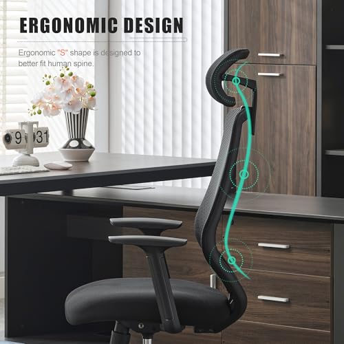 Okeysen Ergonomic Conference Room Chairs Set of 10, High Back Mesh Home Office Desk Chair with S-Shaped Back Support, Swivel Computer Task Chair with Adjustable 2D Headrest. Okeysen