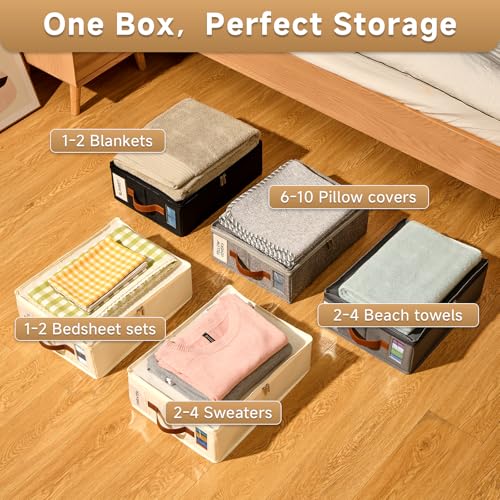 KitHero 6pack Bed Sheet Organizer, Foldable Linen Closet Organizers and Storage with Sealed Design, Queen & King Size Sheet Storage with Window, Closet Organizer for Bedsheets/Blankets/Clothes, Linen KitHero