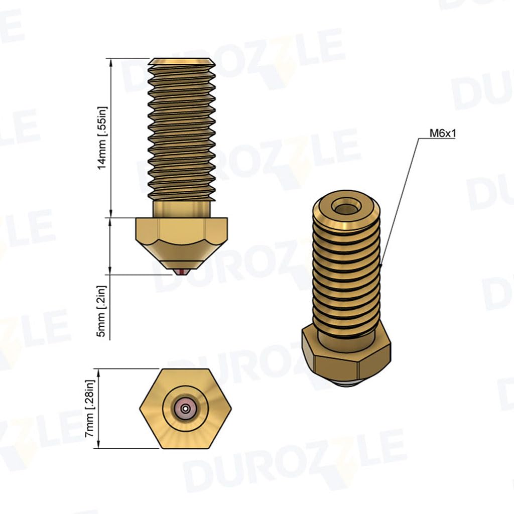 DUROZZLE Ruby Tip 3D Printer Nozzles for QIDI X-Max3 / X-Smart3 / X-Plus3, Hardened & Abrasion Resistant for Precision Additive Manufacturing (QIDI, 0.6mm) - WoodArtSupply