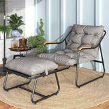 DWVO Chaise Lounge Chair Outdoor with Removable Cushions, Outdoor Patio Lounge Chair with Footrest, Breathable Outdoor Chaise for Pool Garden Backyard Deck, Gray