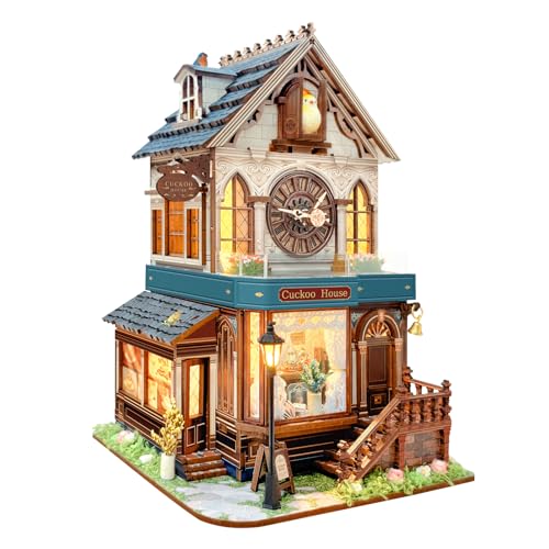 UFLJPKS Book Nook Kit for Adults and Teens, DIY Miniature House Kit with Led Light, 3D Wooden Puzzles for Adults, Wood Gifts for Family and Friends(Cuckoo House)