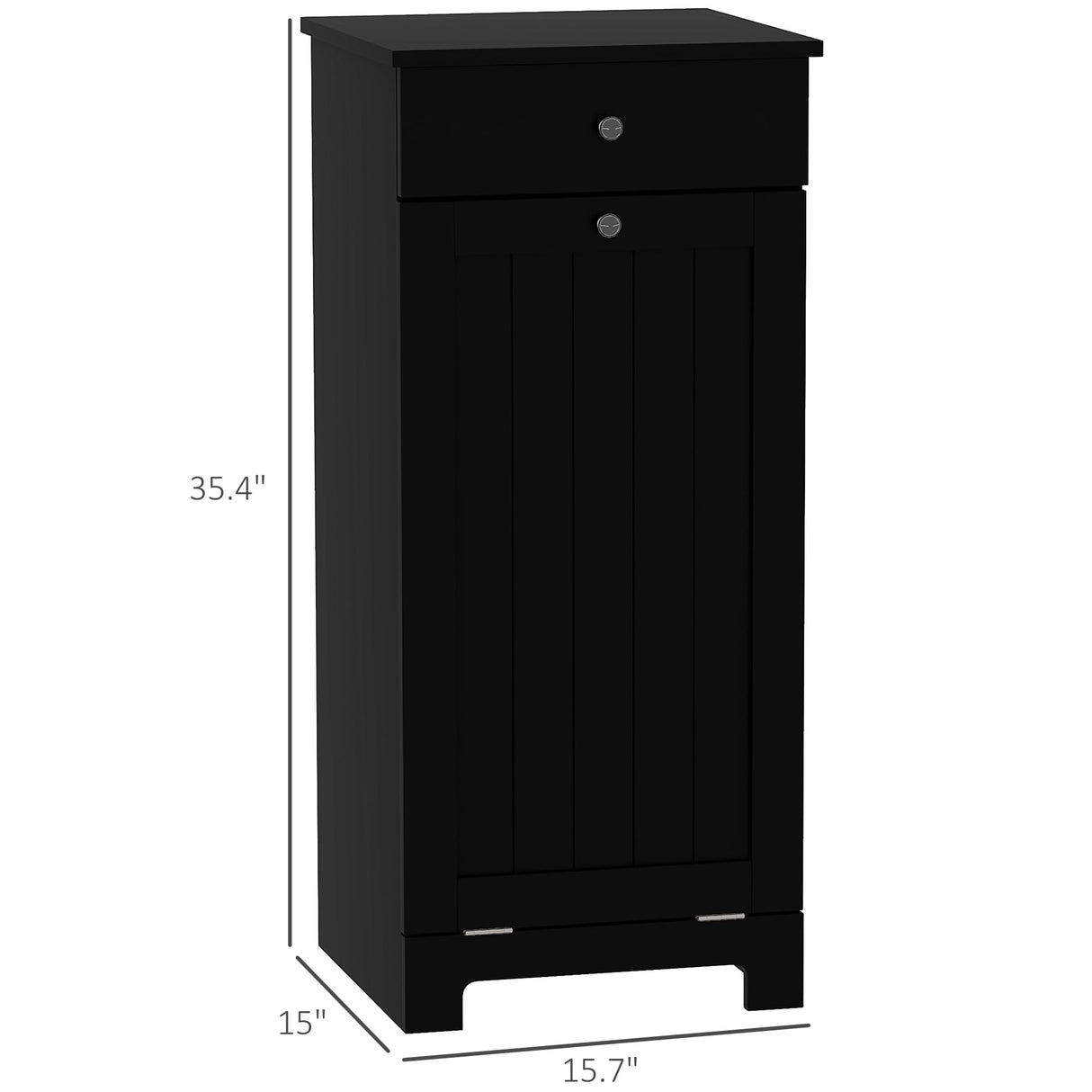 HOMCOM Laundry Hamper Cabinet with Removable Basket, Tilt Out Laundry Hamper Cabinet with Drawer and Beadboard Door, Laundry Cabinet Bathroom Storage Cabinet, Black HOMCOM