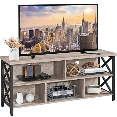 Yaheetech 4 Pieces Living Room Table Sets - Includes TV Stand with Storage for 65 in TV, Lift-top Coffee Table with Baskets, 2 Set End Side Table for Home, Gray Yaheetech