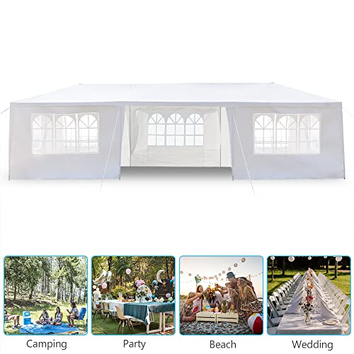 DOINUO White Party Tent 10'x30' Outdoor Wedding Canopy Tents for Parties with 7 Removable Sidewalls Waterproof Event Gazebo Shelter Tent Perfect for Birthday Wedding Graduation DOINUO